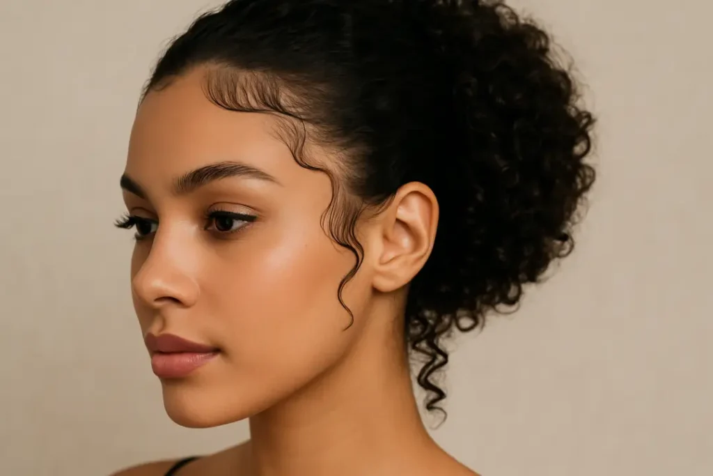 "Baby hair bem estilizado em penteado moderno"